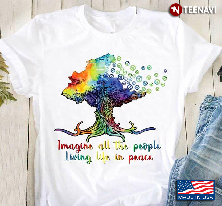 Plant Colorful Peace Symbol Imagine All The People Living Life In Peace