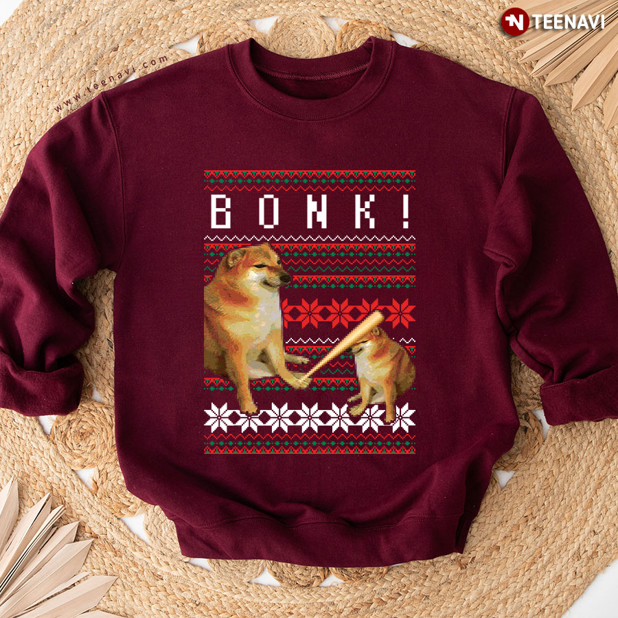 This Is Fine Dog Meme Funny Ugly Christmas Sweater Xmas Gift Kids  Sweatshirt