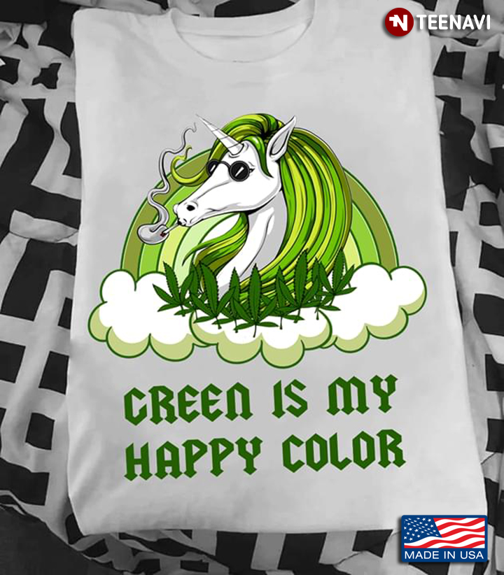 Green Is My Happy Color Unicorn Weed Cloud
