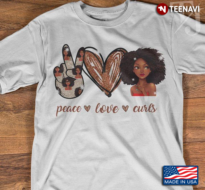 Black Woman Heart Peace Love Curls