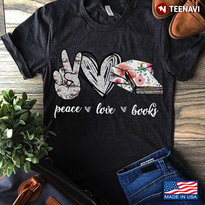 Peace Love Books Heart Hand New Design