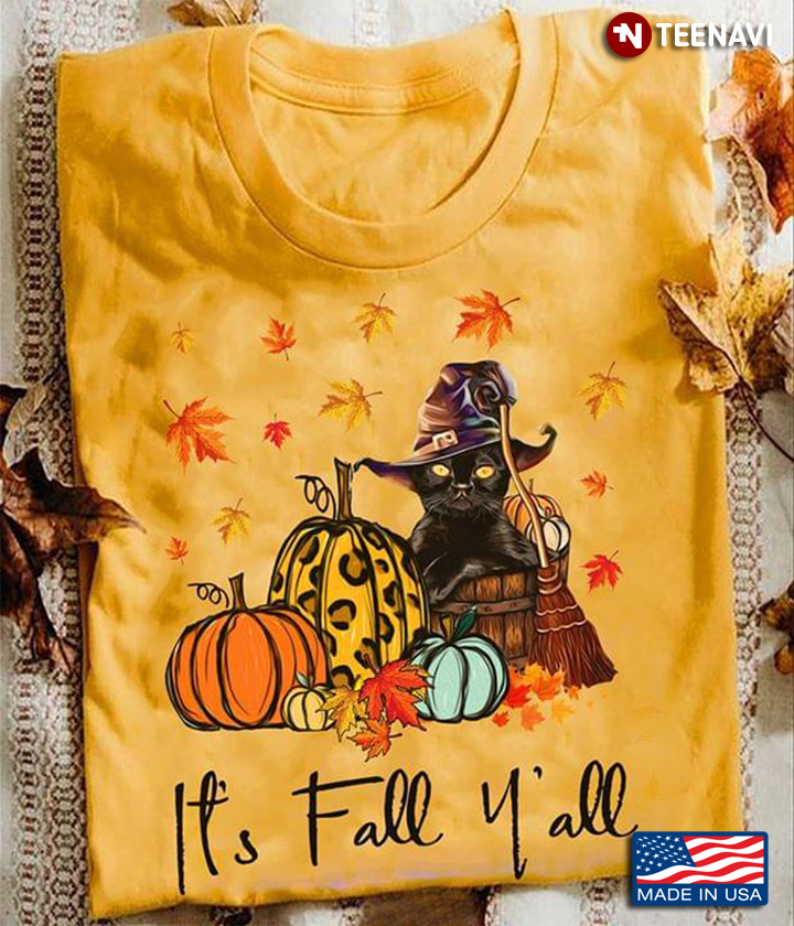 Black Cat Pumpkin Thanksgiving It's Fall Y'all