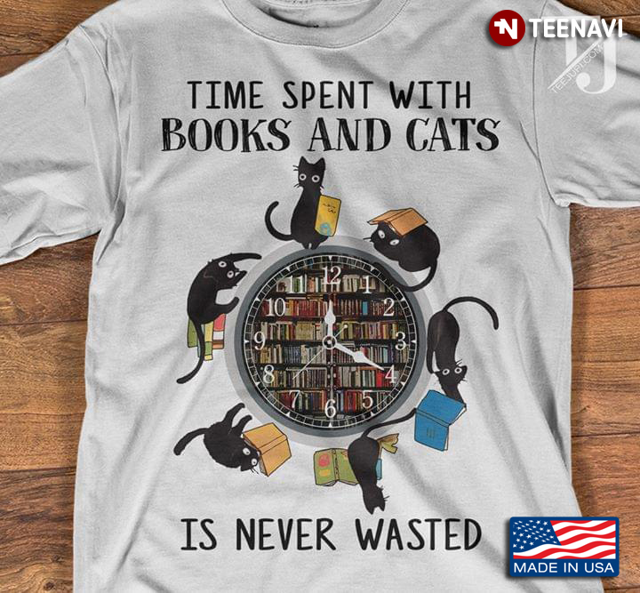 Clock Black Cat Time Spent With Books And Cats Is Never Waste