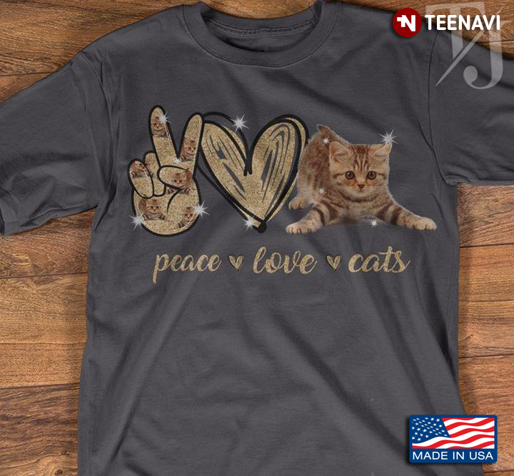 Peace Love Cats Heart Hand New Design
