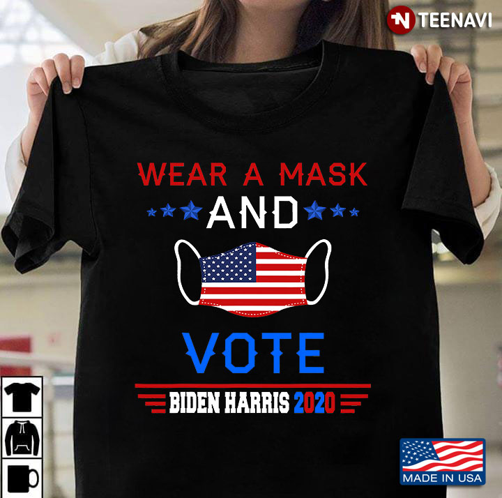 Wear A Face Mask Us Flag And Vote Biden Harris 2020