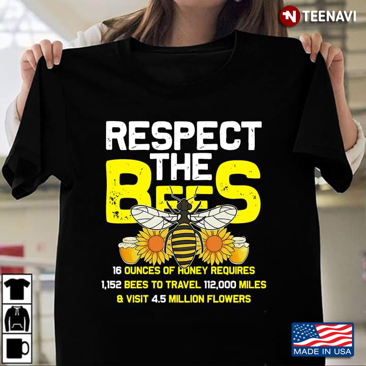 Respect The Bees 16 Ounces Of Honey Requires 1152 Bees To Travel 112000 Miles & Visit 4.5 Million Fl
