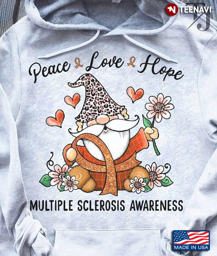 Gnome Peace Love Hope Multiple Sclerosis Awareness