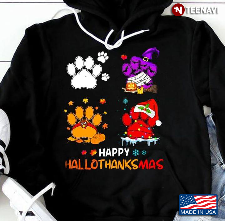 Dog Paws Happy Hallothanksmas Halloween Thanksgiving Chistmas