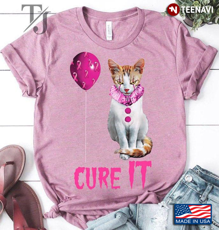 Clown Cat With Air Balloon Cure It Breast Cancer Awareness