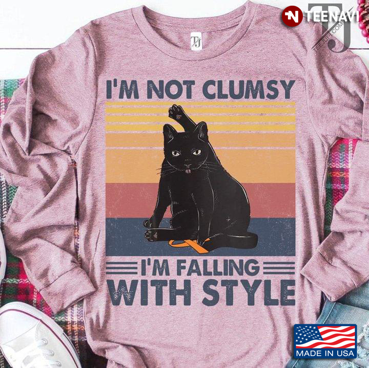 Black Cat I'm Not Clumsy I'm Falling With Style Multiple Sclerosis Awareness