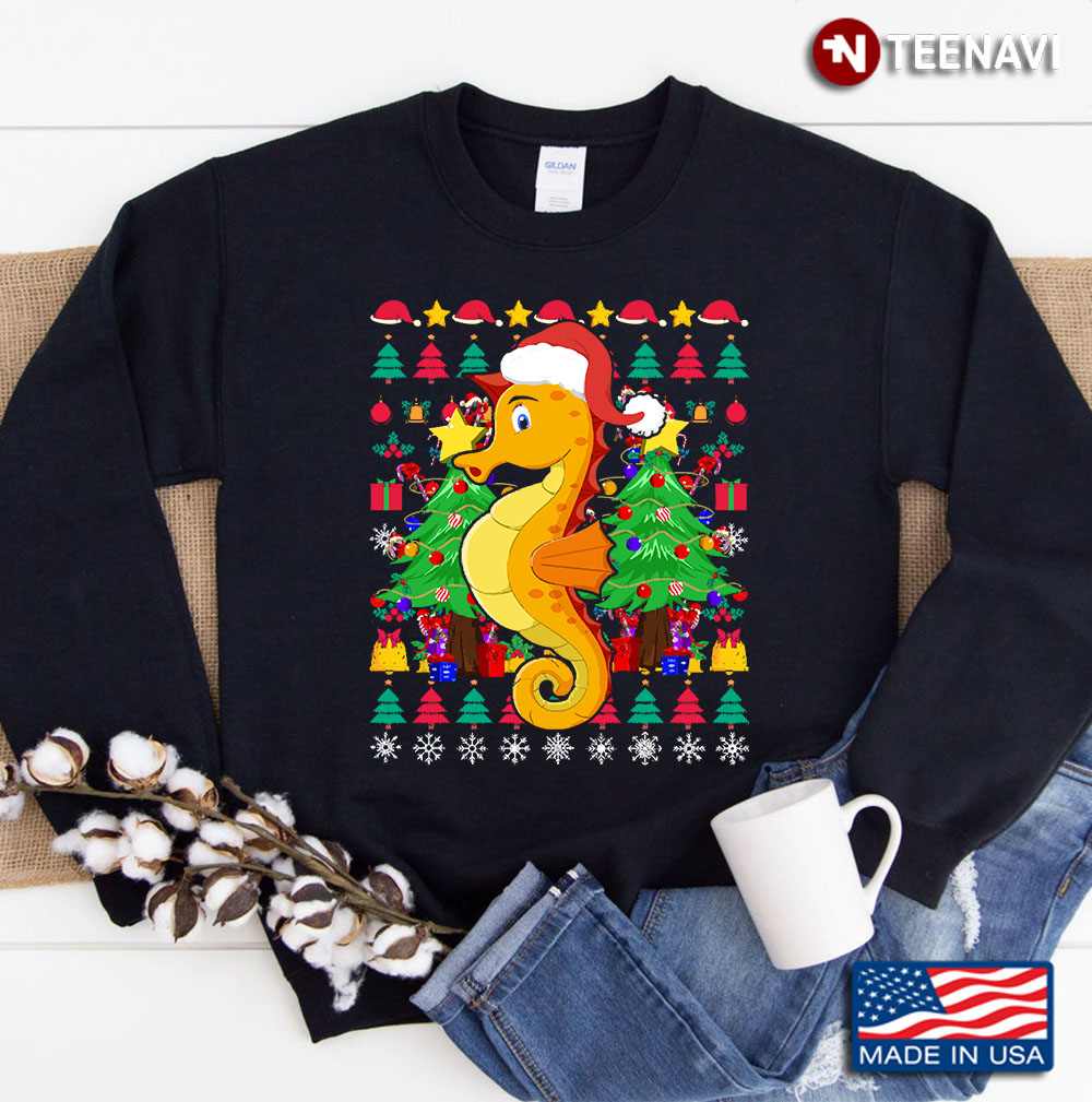 Festive Seahorses Xmas Ugly Christmas Sweatshirt