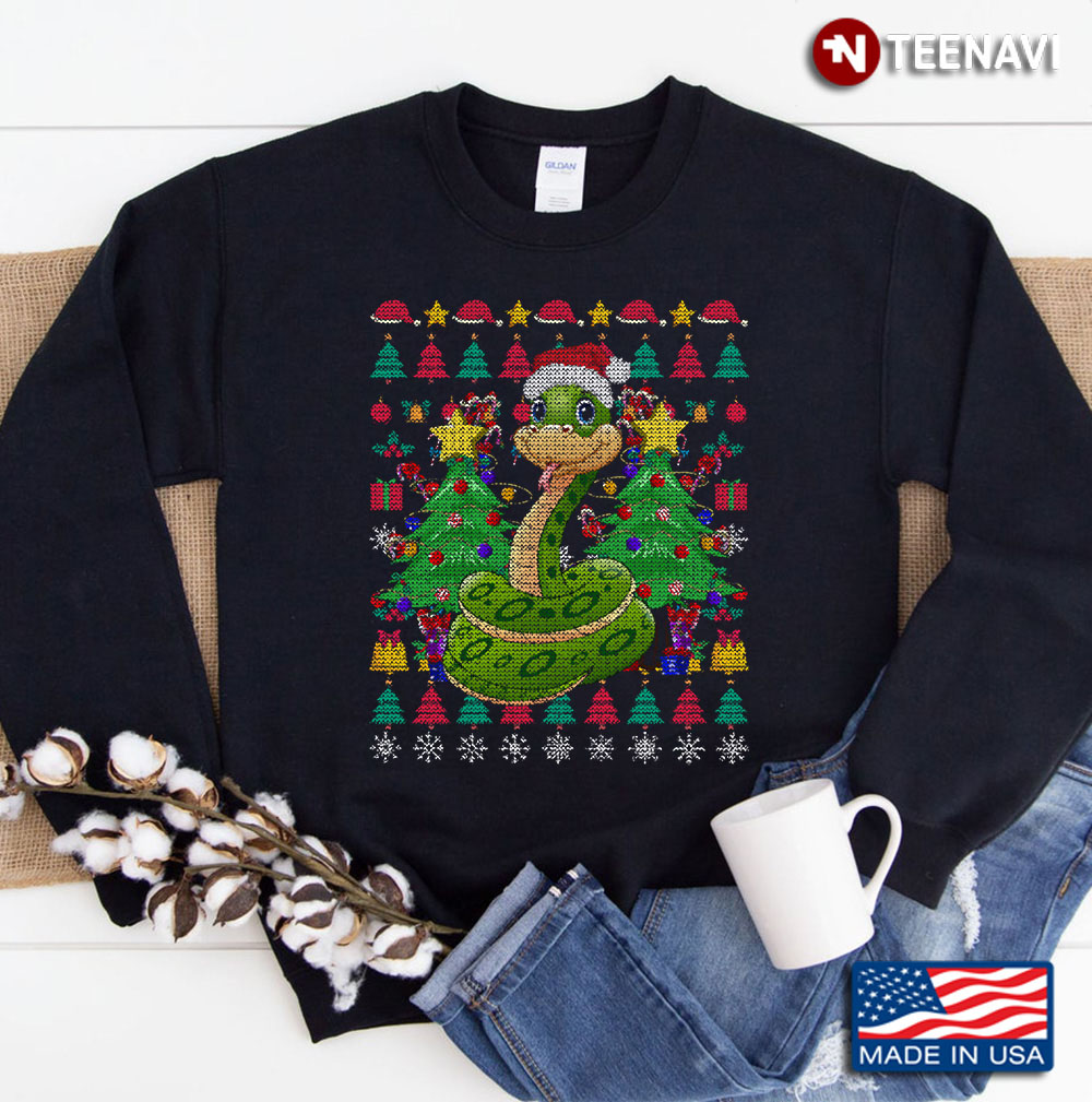 Festive Snake Ugly Christmas Sweatshirt