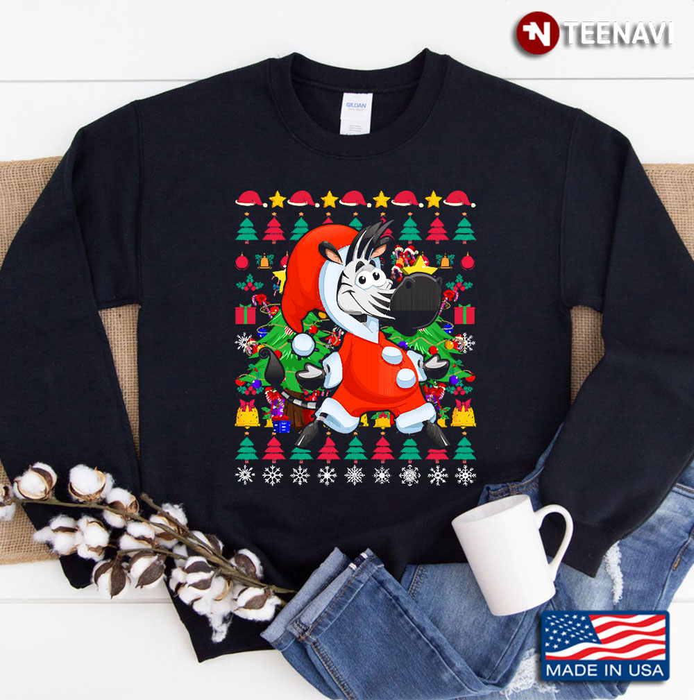 Festive Zebra Ugly Christmas Sweatshirt