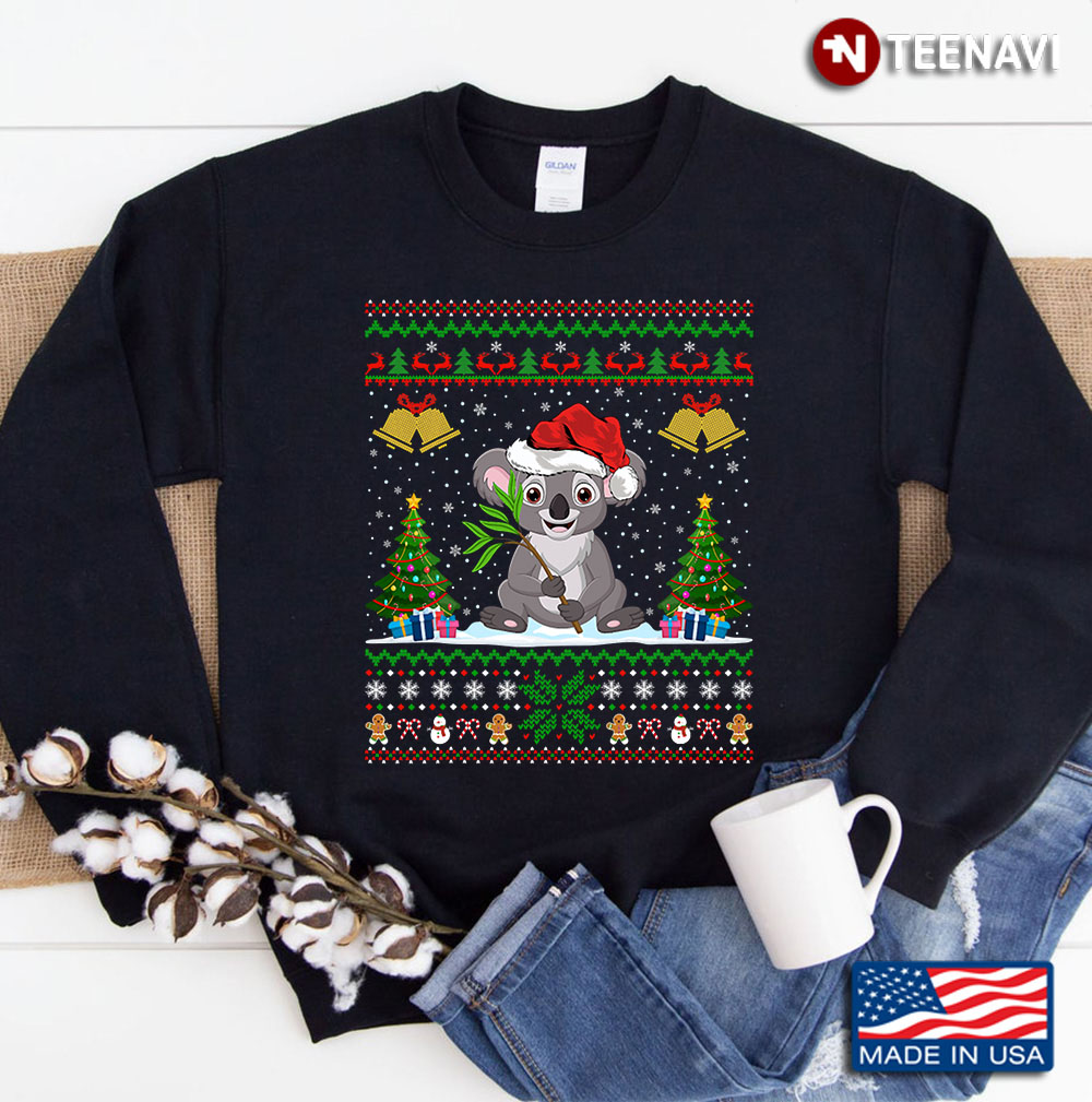 Funny Koalas Xmas Gift Santa Hat Ugly Koala Christmas Sweatshirt