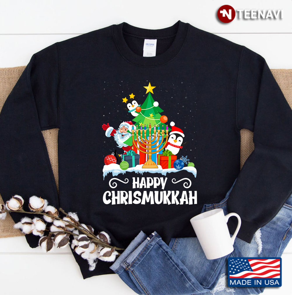 Happy Chrismukkah Funny Christmas Hanukkah Jewish Gifts Sweatshirt