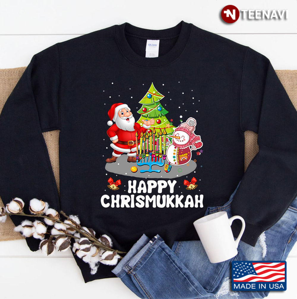 Happy Christmukkah Hanukkah Christmas Santa Funny Gifts Sweatshirt
