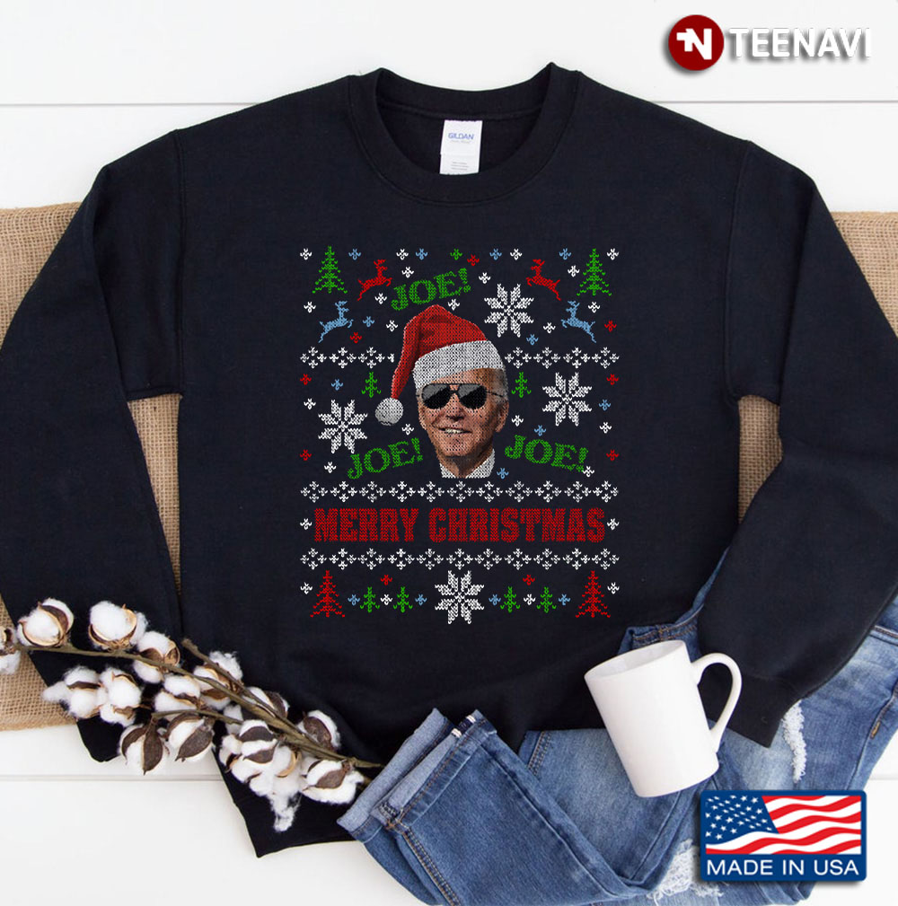 Joe Biden 2020 Ugly Christmas Sweater Party Funny Joe! Joe! Joe Santa Sweatshirt