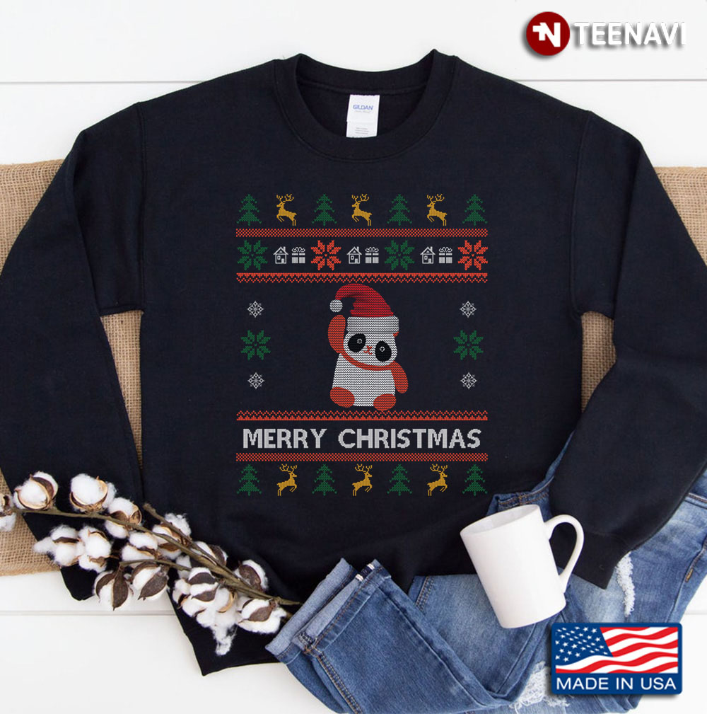 Panda Ugly Christmas Sweater Cute Panda Santa Christmas Gift Sweatshirt