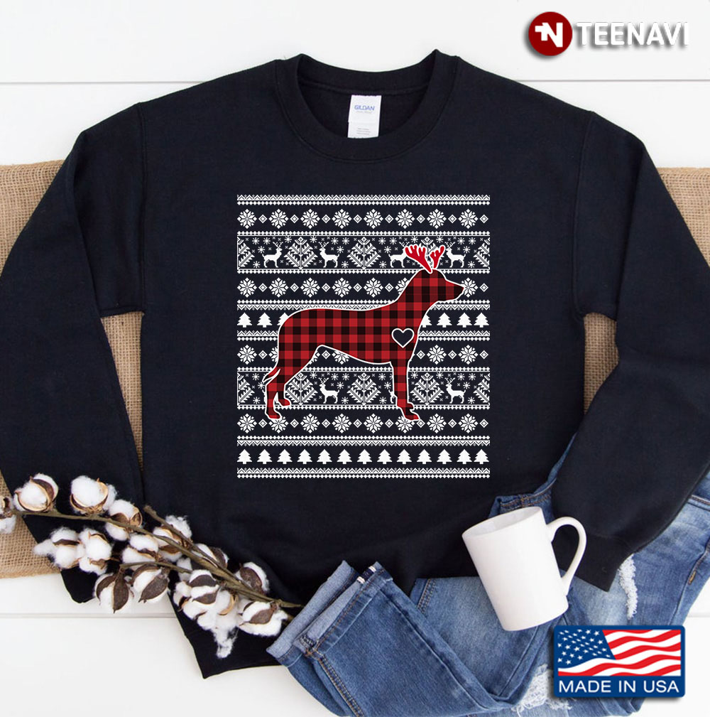 Red Plaid Buffalo Dalmatian Dog Christmas Pajamas Xmas Gifts Sweatshirt