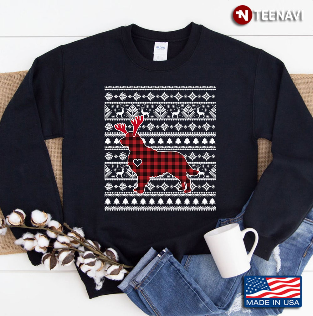 Red Plaid Buffalo Golden Retriever Dog Christmas Pajamas Xmas Gifts Sweatshirt