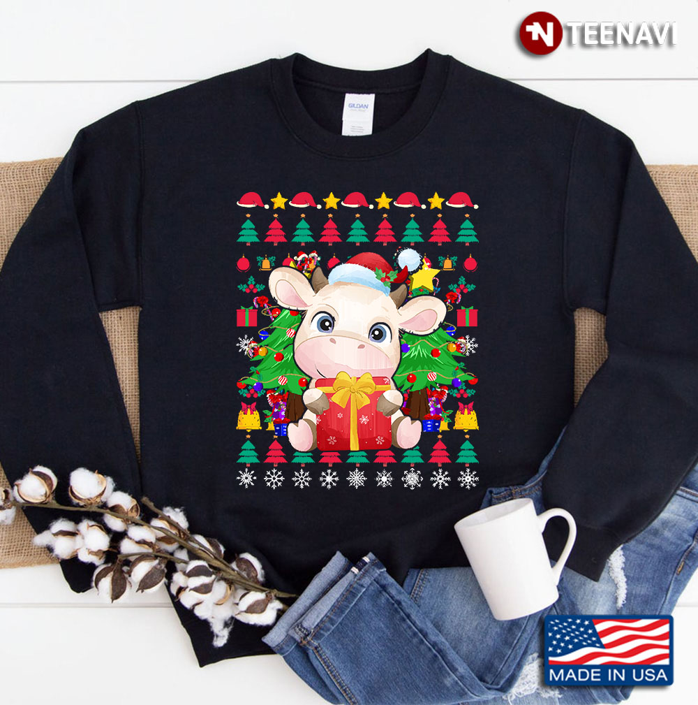 Santa Cow Ugly Christmas Xmas Sweatshirt