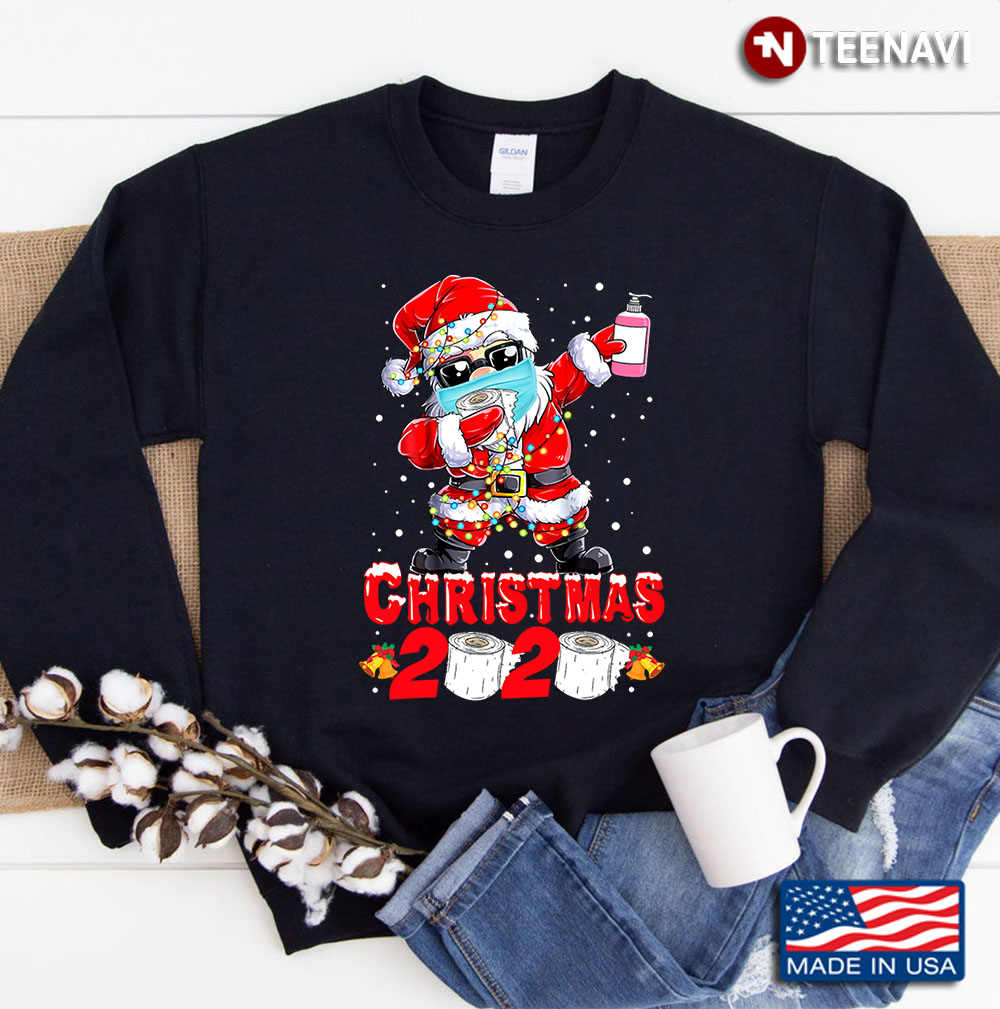 Christmas 2020 Quarantine Dabbing Santa Family Matching Sweatshirt