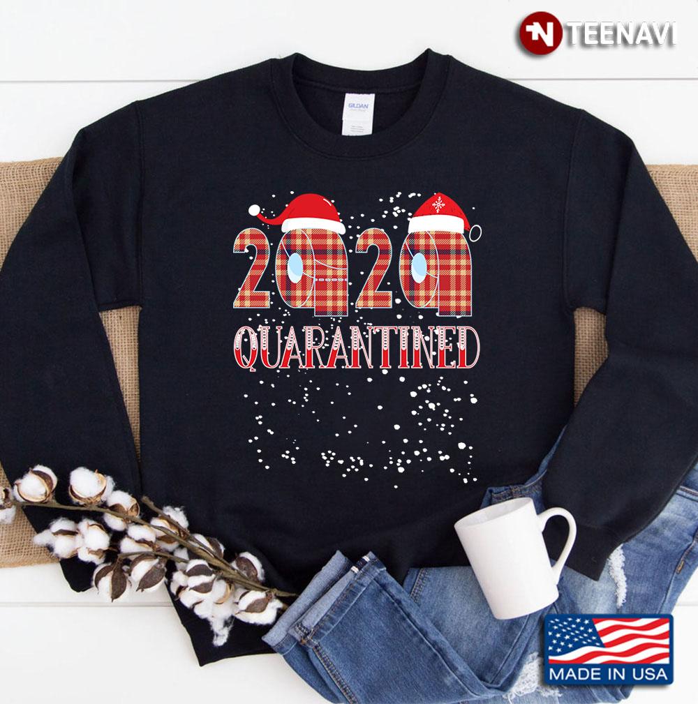 Christmas 2020 Quarantined Vintage Buffalo Plaid Christmas Gift Sweatshirt