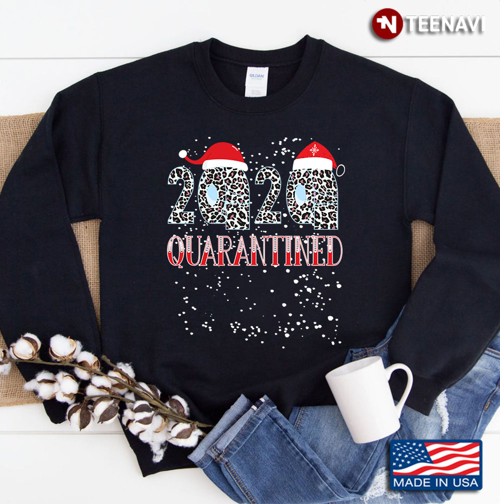 Christmas 2020 Quarantined Vintage Cheetah Christmas Gift Buffalo Plaid Christmas Gift Womens Hol Sweatshirt