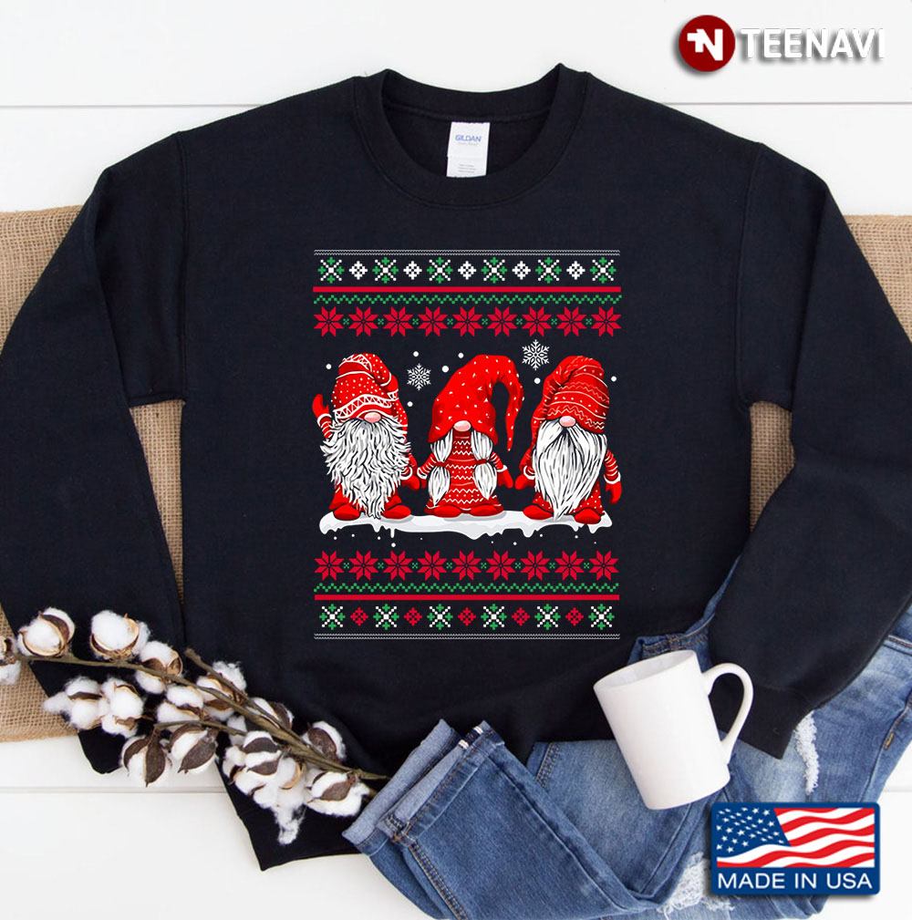 Three Gnomies Santa Gnome Christmas Costume Gifts Sweatshirt