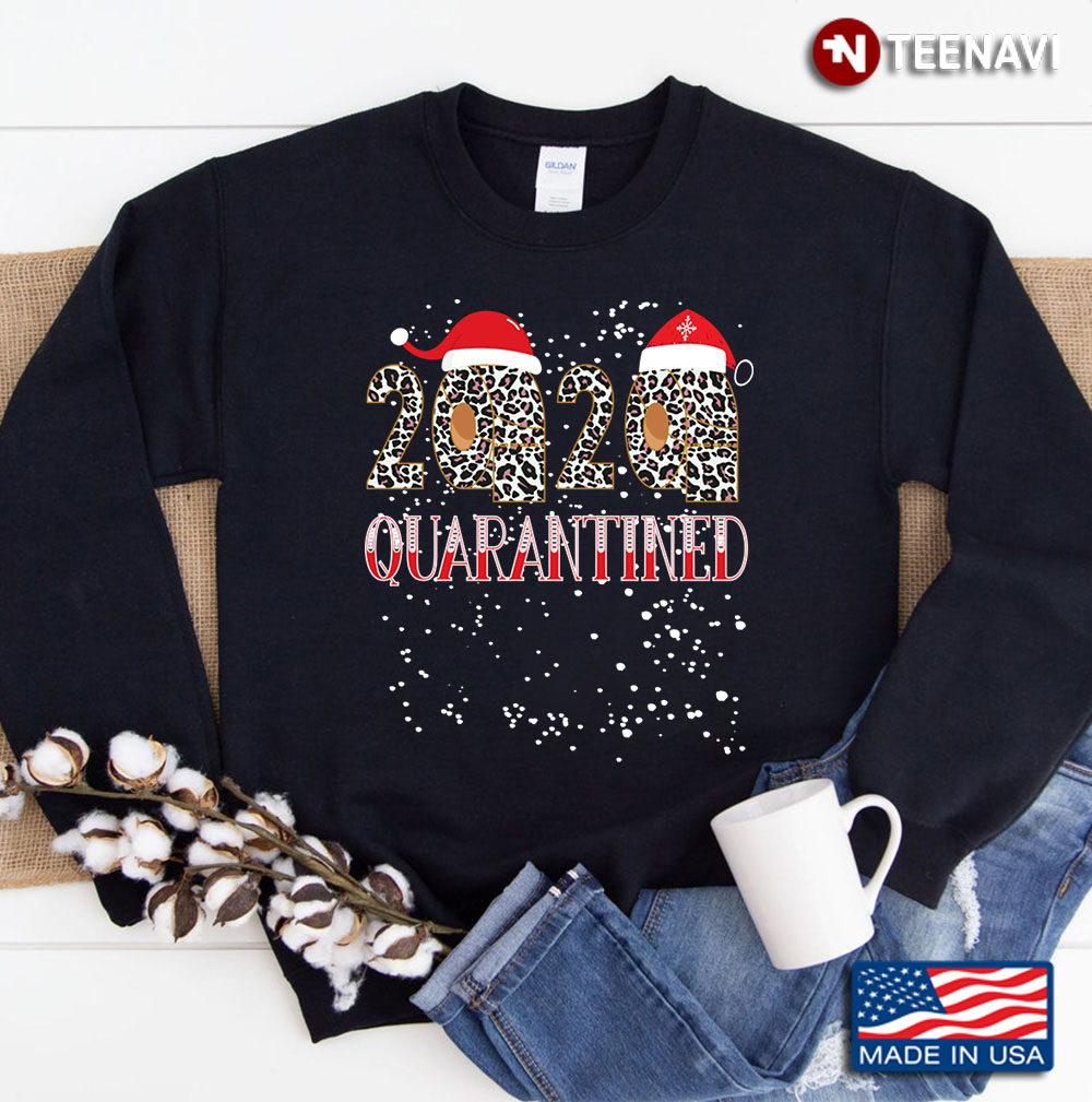 Christmas 2020 Quarantined Vintage Cheetah Christmas Gift Buffalo Plaid Christmas Gift Sweatshirt
