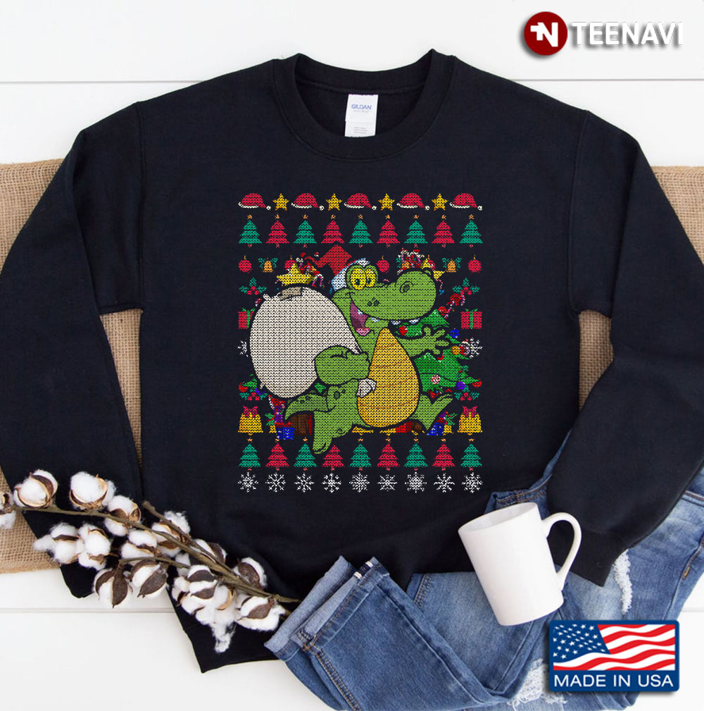 Ugly Christmas Crocodile Santa Sweatshirt