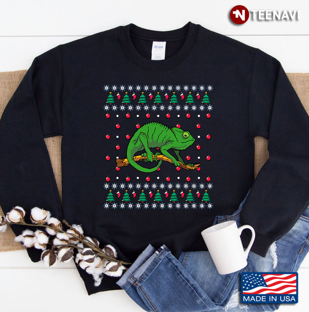 Xmas Chameleon Ugly Christmas Sweatshirt