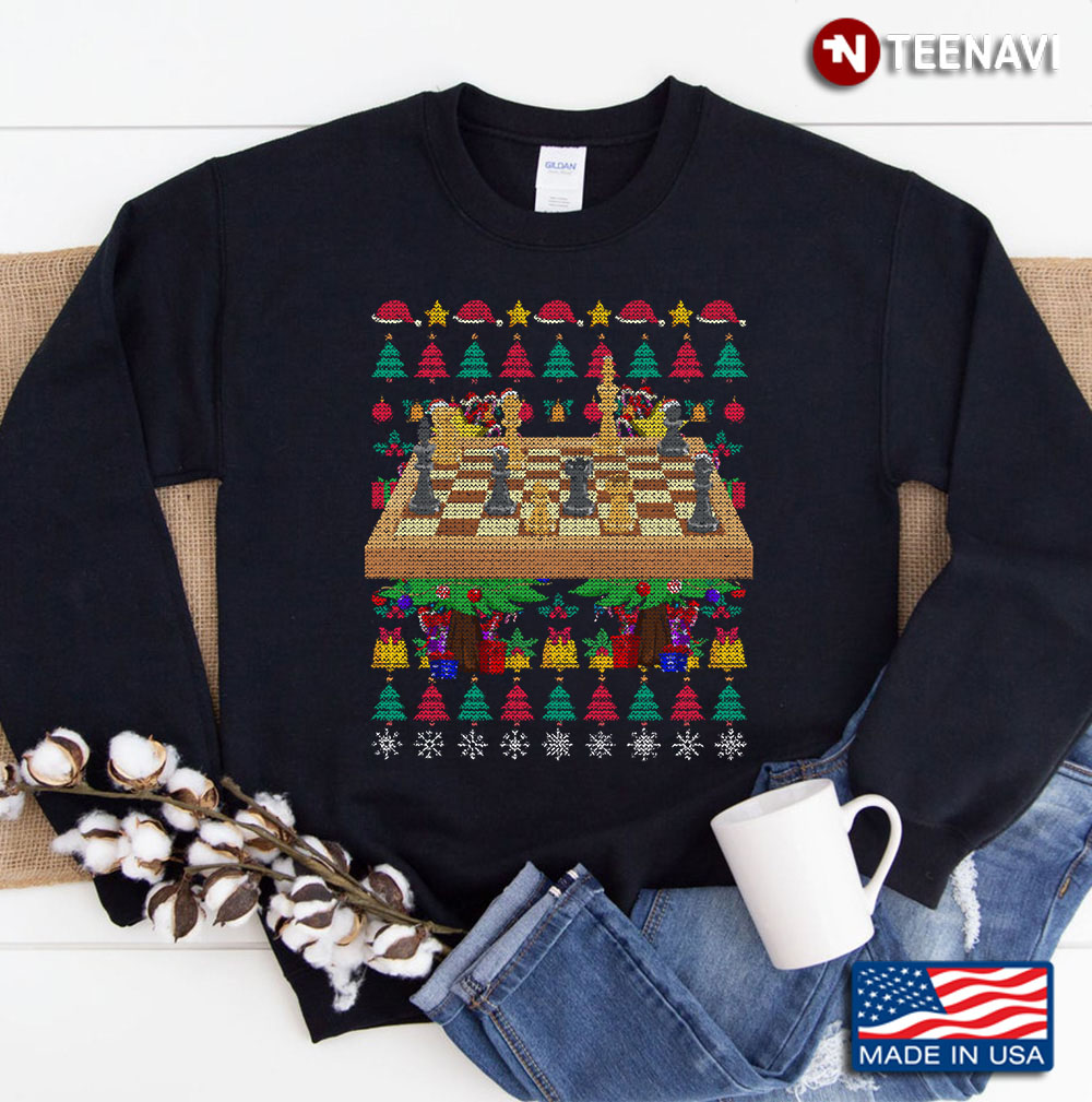 Xmas Festive Chess Ugly Christmas Sweatshirt