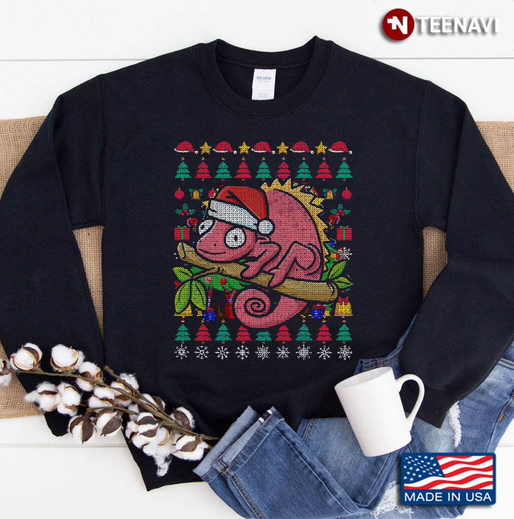 Xmas Santa Chameleon Ugly Christmas Sweatshirt