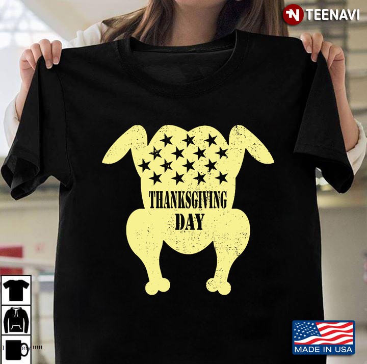 Beige Yellow Patriotic Turkey American Flag Distressed Thanksgiving Day
