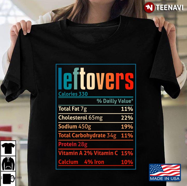 Leftovers Nutrition Facts Vintage Funny Thanksgiving Food