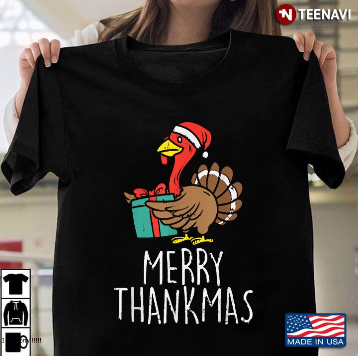 Merry Thankmas Santa Turkey Day Thanksgiving Christmas Gift