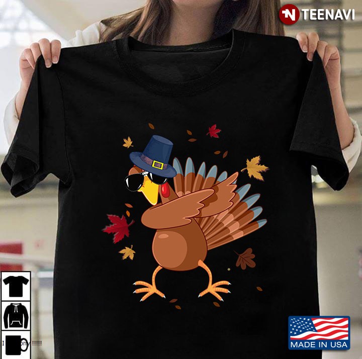 Cute Dabbing Turkey Thanksgiving Dancing In The Party Funny