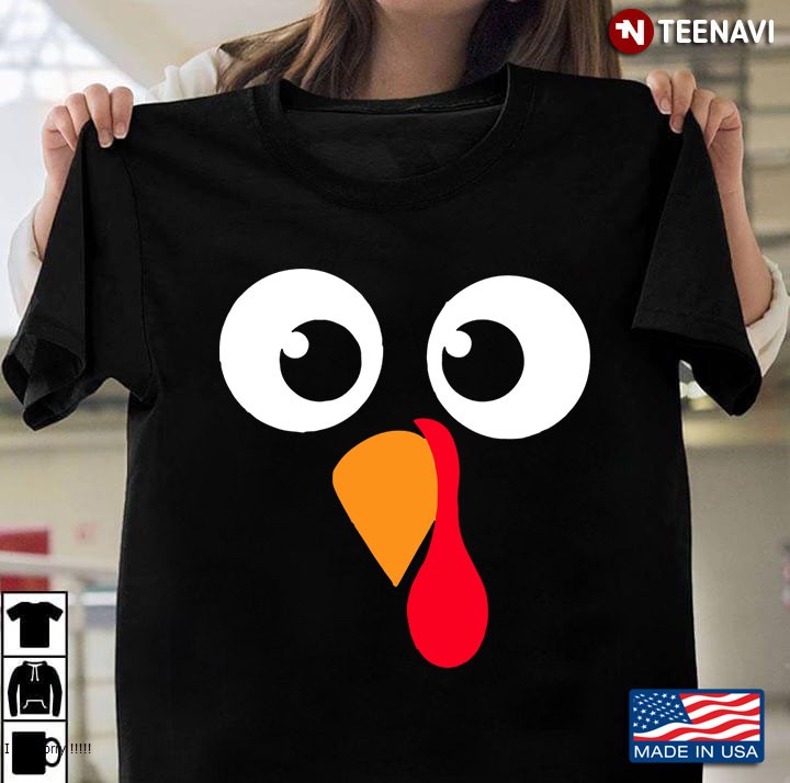 Cute Funny Turkey Face Bow Thanksgiving Tee