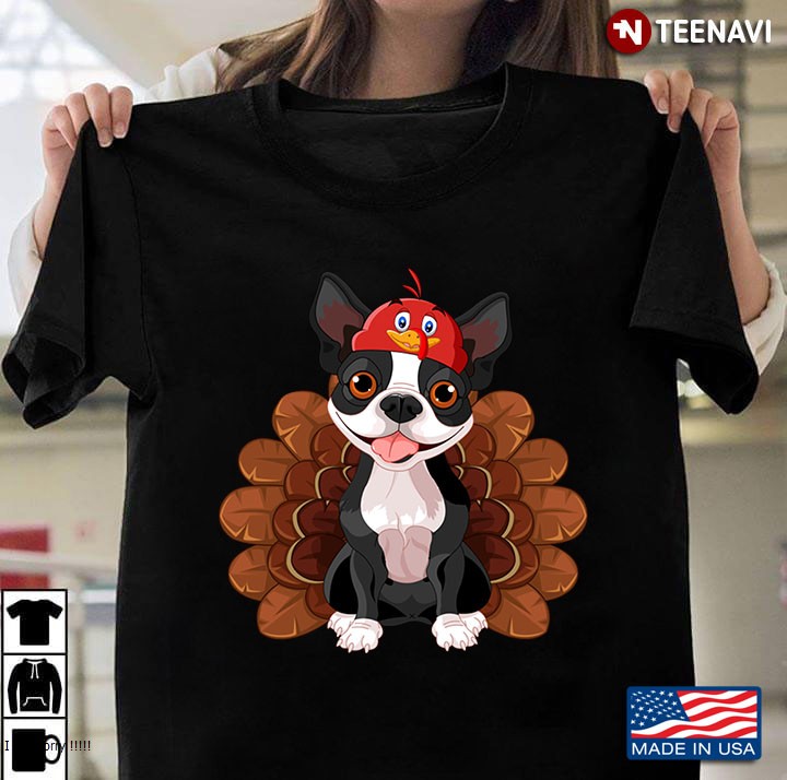 Turkey Boston Terrier Funny Thanksgiving Costume For Dog Lover