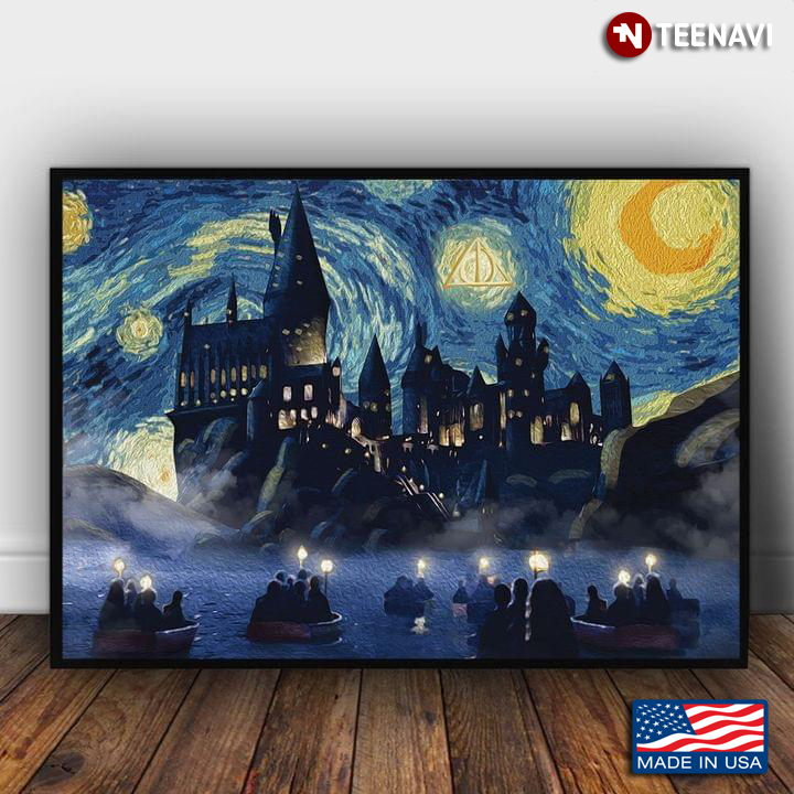 Harry Potter And The Deathly Hallows Hogwarts Castle In The Starry Night Vincent Van Gogh