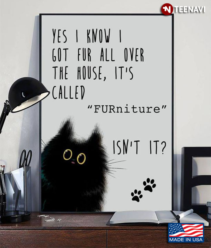 Vintage Black Cat Yes I Know I Got Fur All Over The House, It’s Called “FURniture” Isn’t It?