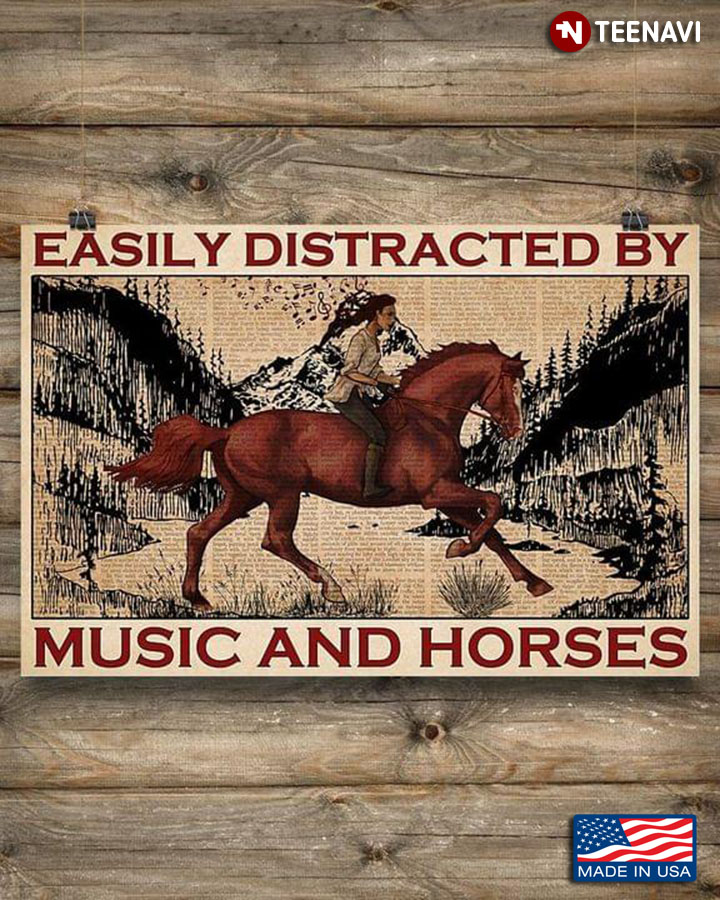 Vintage Equestrian Easily Distracted By Music And Horses