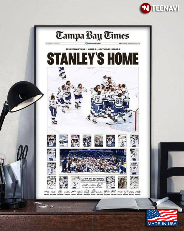 Vintage NHL Tampa Bay Times Stanley's Home Tampa Bay Lightning 2020 Stanley Cup Champions