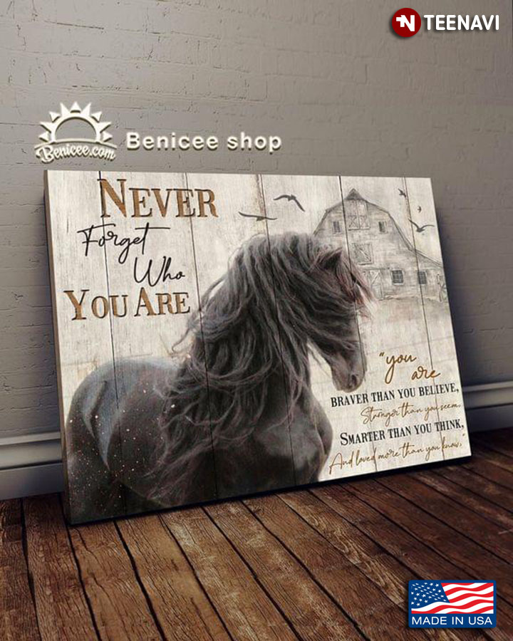 Vintage Horse & Birds Never Forget Who You Are You Are Braver Than You Believe, Stronger Than You Seem