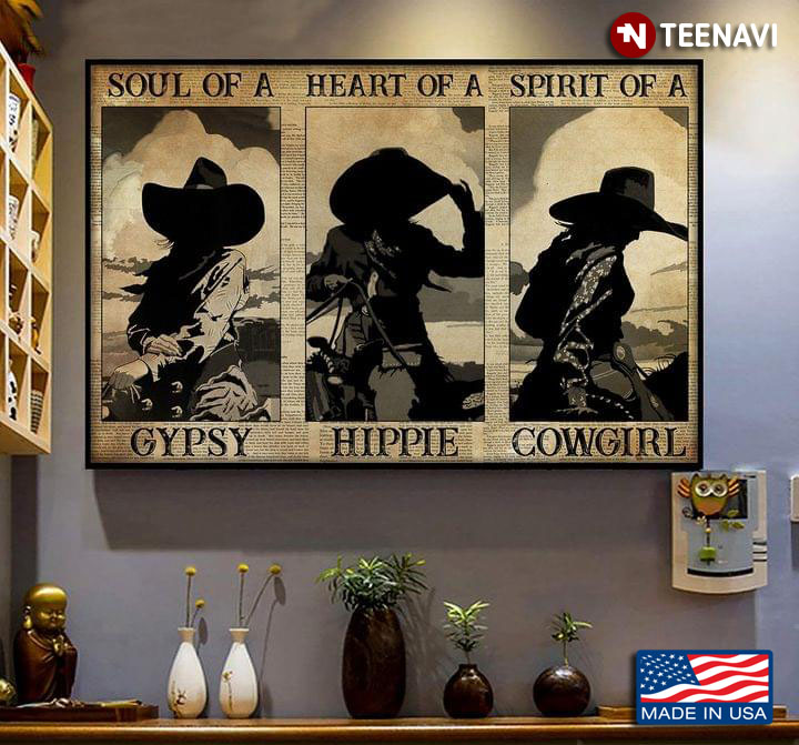 Vintage Dictionary Theme Cowgirl Silhouette Soul Of A Gypsy Heart Of A Hippie Spirit Of A Cowgirl