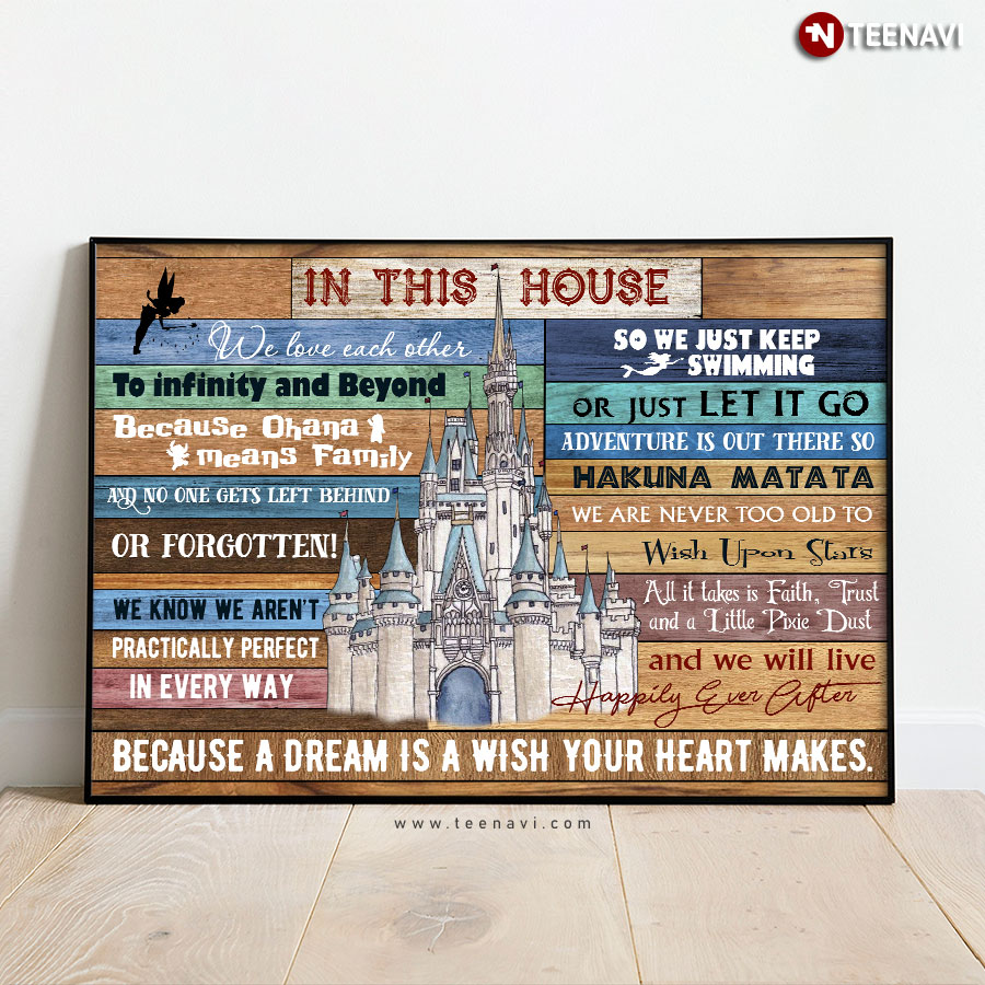 Disney Castle In This House We Love Each Other To Infinity And Beyond Because Ohana Means Family Poster