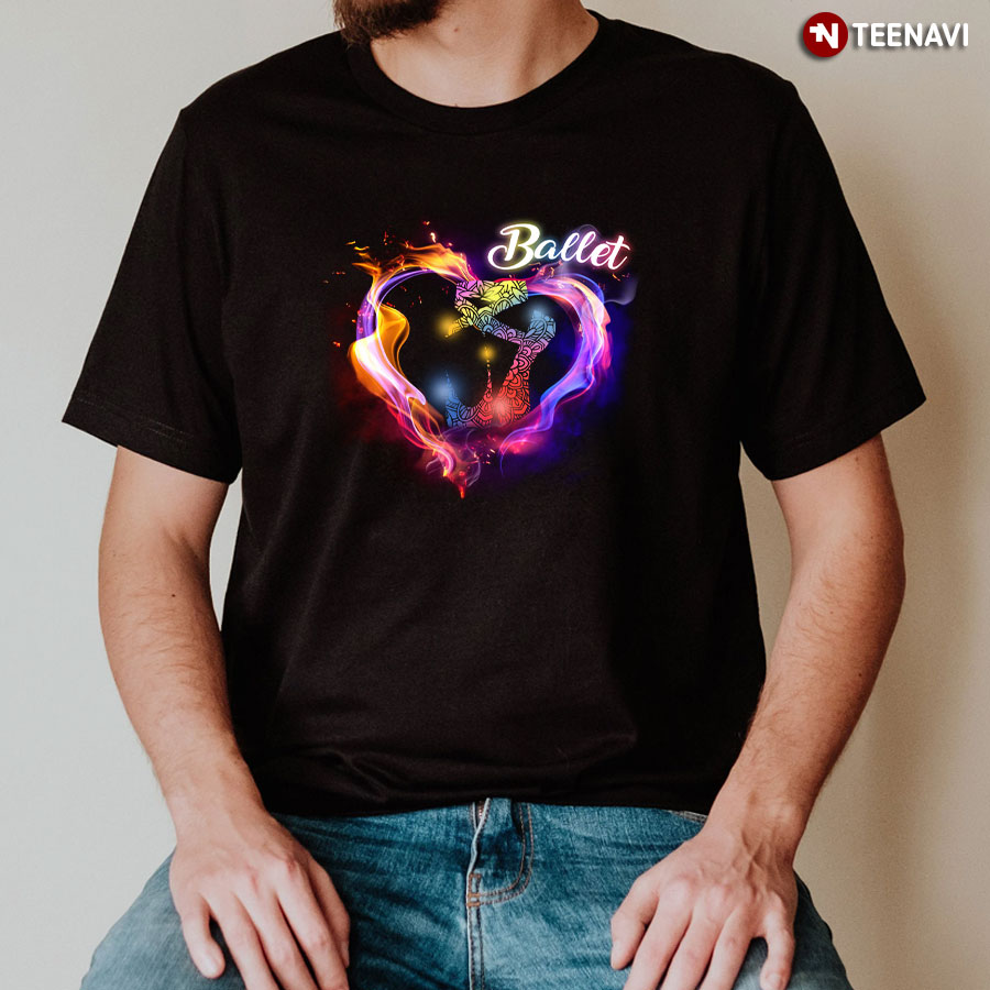 Ballet Dancing Shoes Heart Flame T-Shirt
