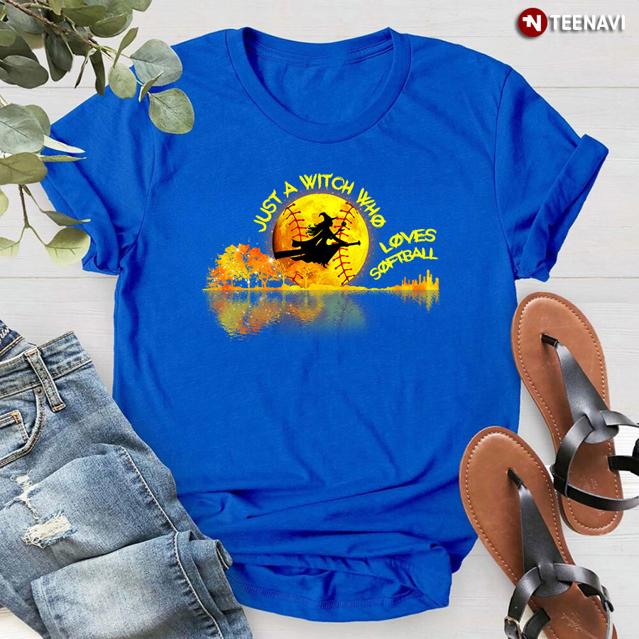 Just A Witch Who Loves Softball Guitar Lake Shadow T-Shirt