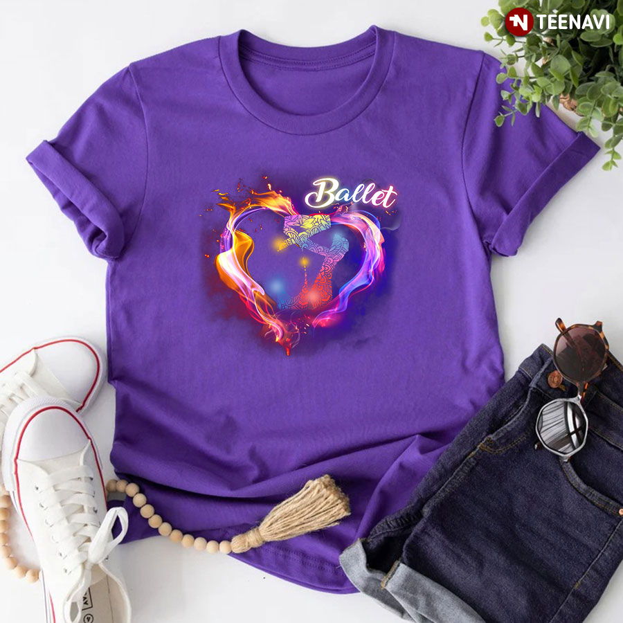 Ballet Dancing Shoes Heart Flame T-Shirt